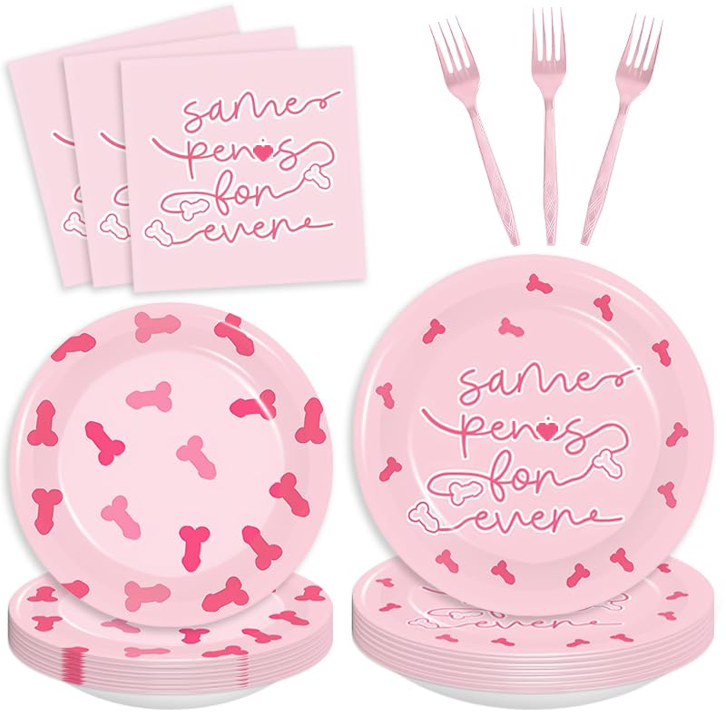 AsDream bachelorette dinner plates 24-count for sturdy meals during a festive party setting.