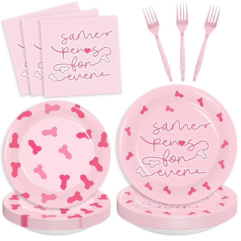 AsDream bachelorette dinner plates 24-count for sturdy meals during a festive party setting.
