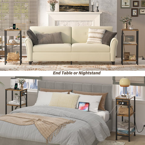 Asgolion 3-tier narrow nightstand with adjustable shelves for flexible storage.