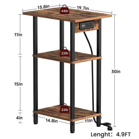 Asgolion end table with widened panel to hold more items neatly