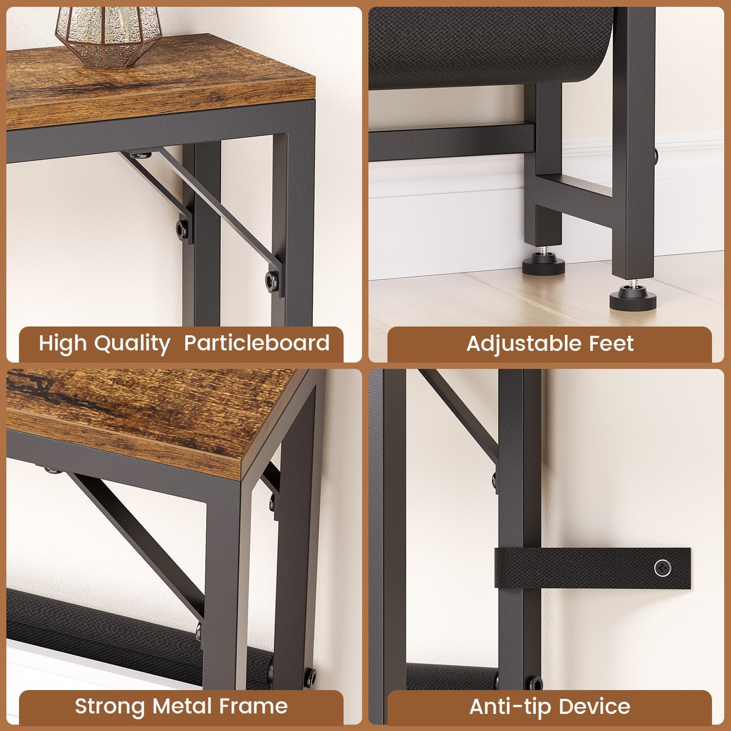 Asgolion rustic brown table with sturdy construction for daily use