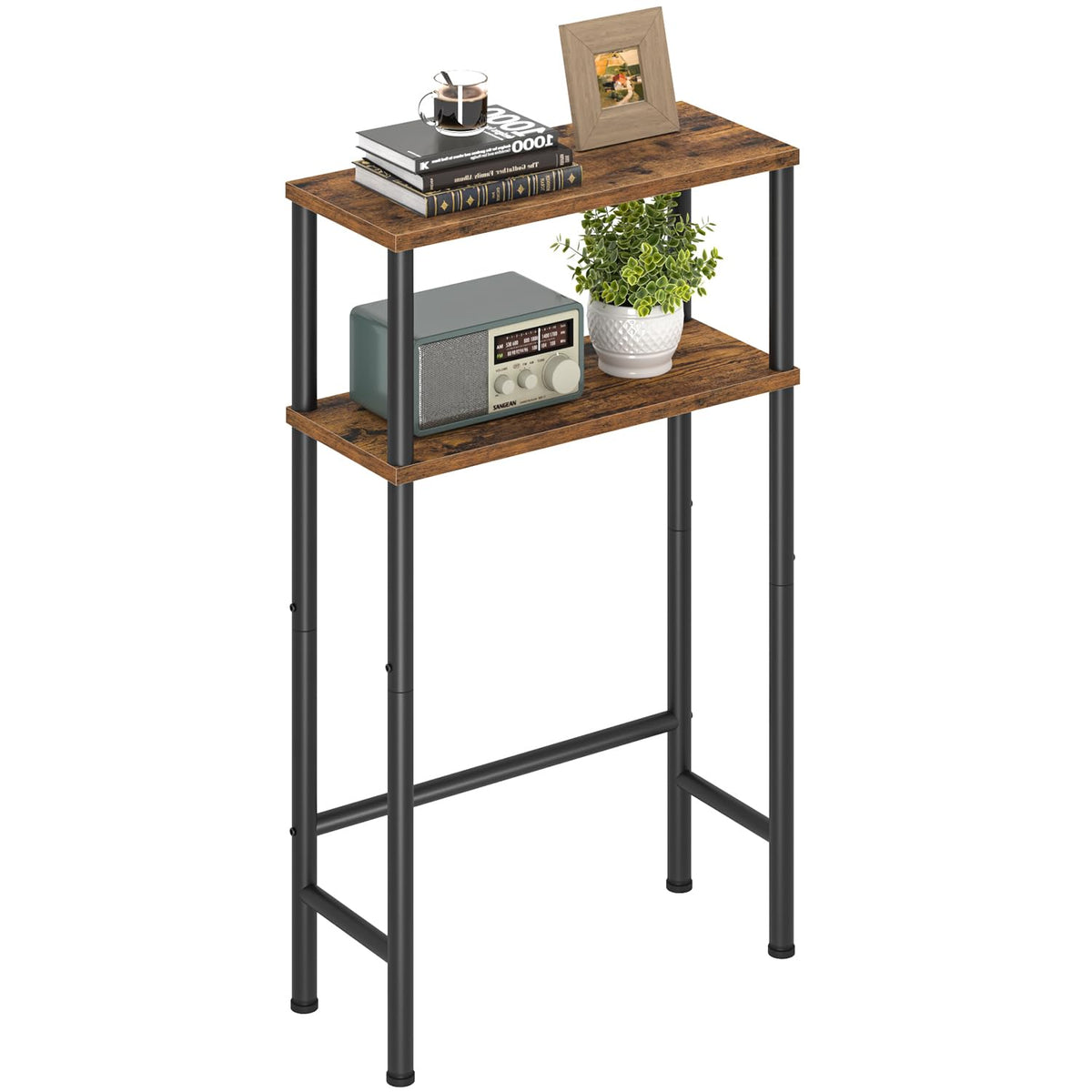 Asgolion narrow console table front view for compact entryways and storage.
