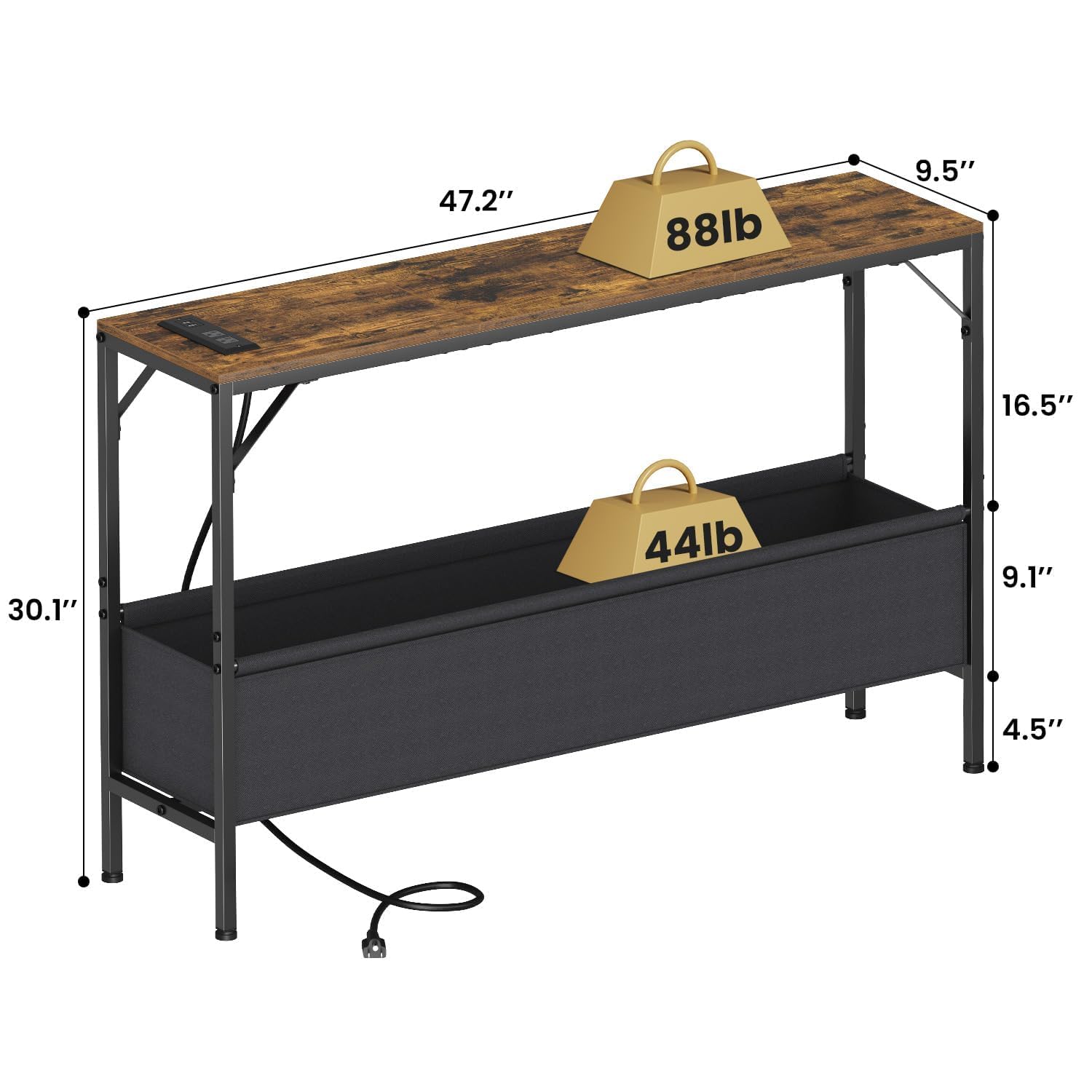 Asgolion industrial finish console enhances spaces with rustic charm