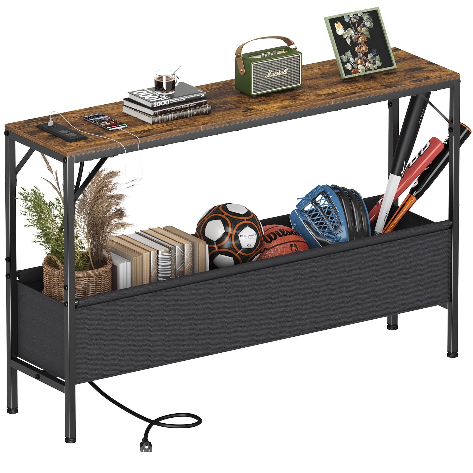 Asgolion narrow console table with outlets for clutter-free charging anywhere