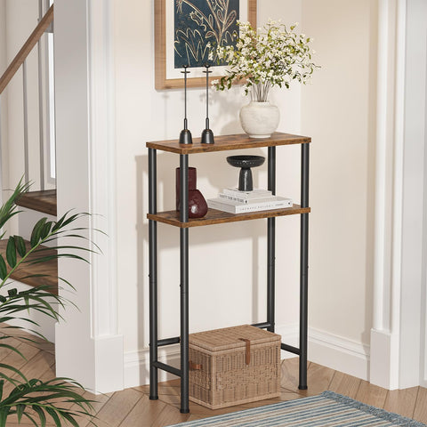 Asgolion narrow console table side view showing space-saving design.