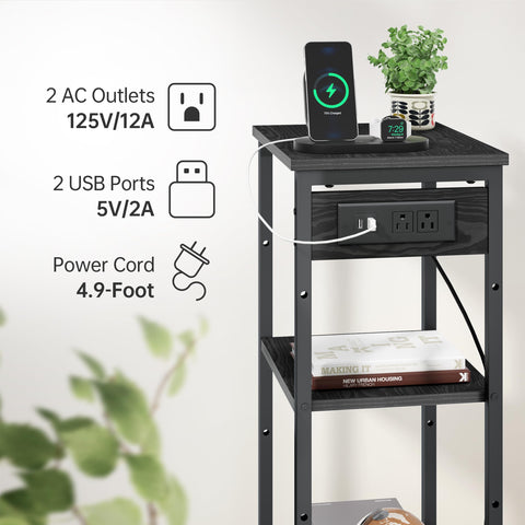 Asgolion nightstand black finish close-up highlights modern style.