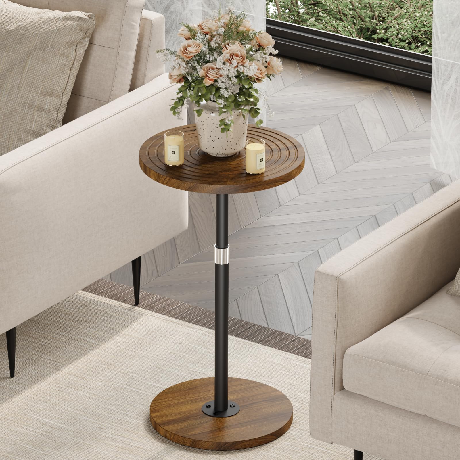 Asgolion compact round table fitting tight spaces in a modern room