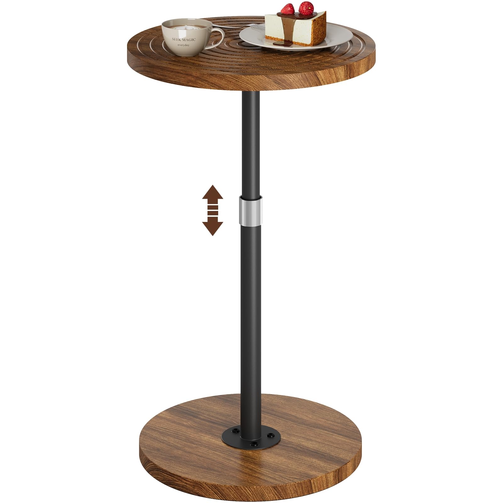 Asgolion round small side table with adjustable height beside a sofa for comfort