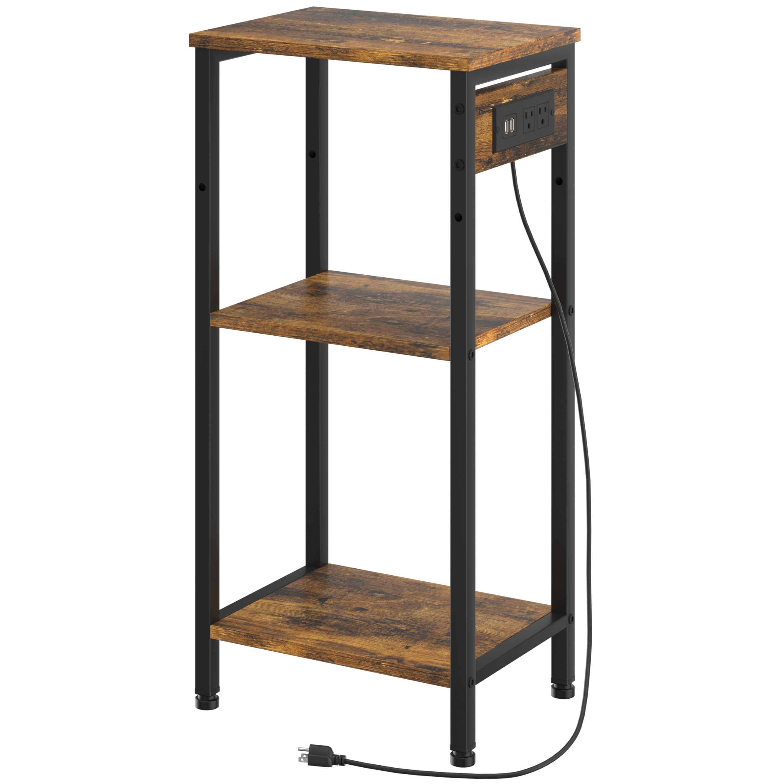 Asgolion tall end table with charging station and USB ports for convenient device charging.