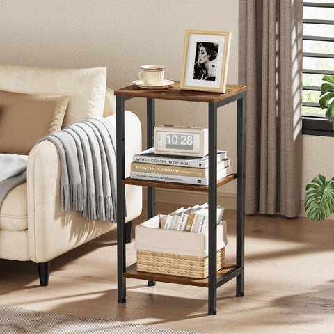 Asgolion tall end table shown beside a sofa offering versatile side surface.