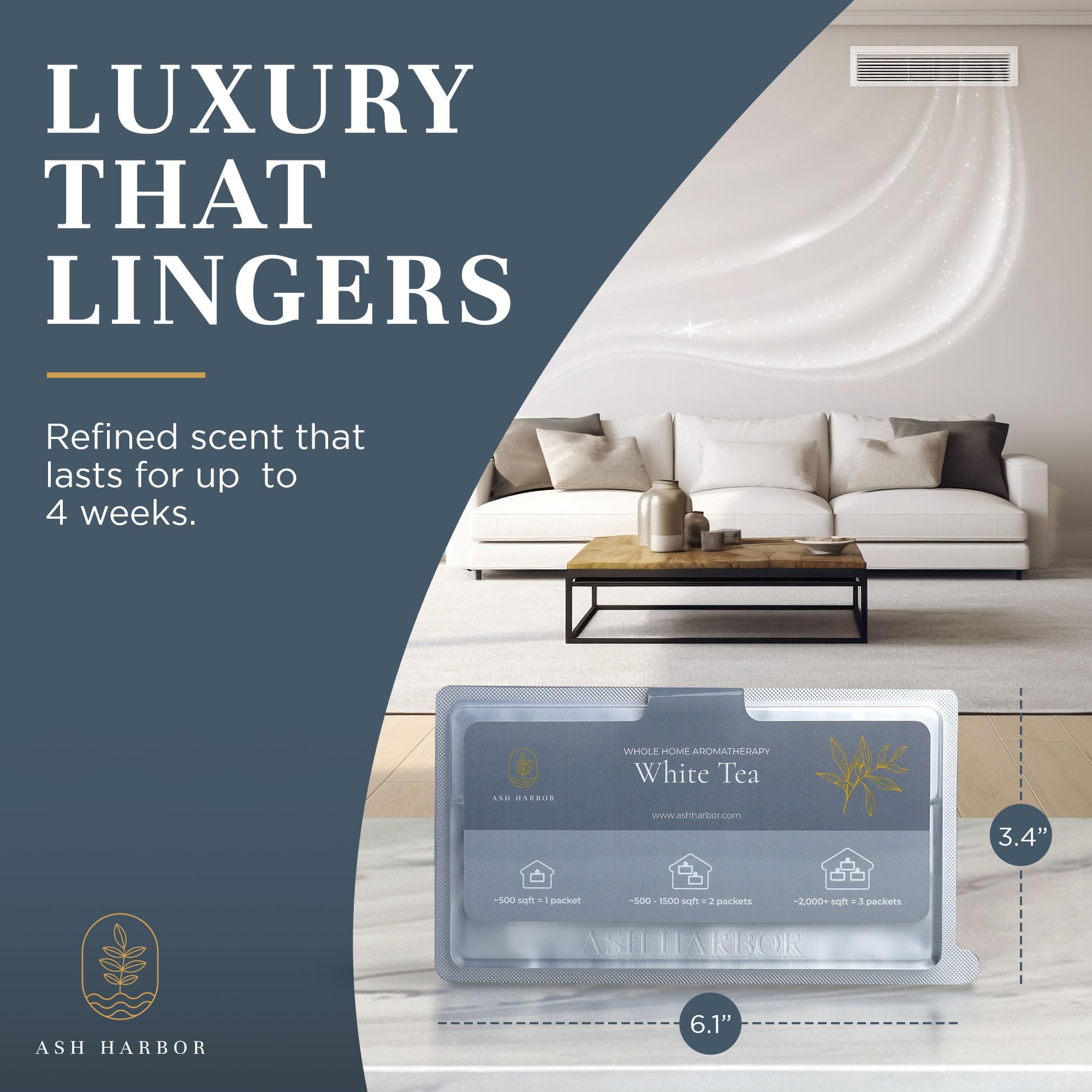 Ash Harbor long-lasting fragrance pad lasts up to four weeks.