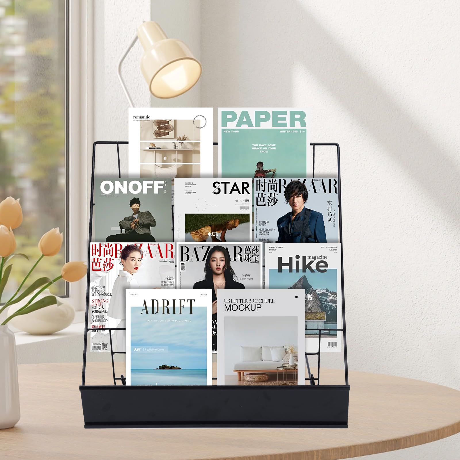 AshKiz Four-tier layout demonstrates compact brochure and magazine display.