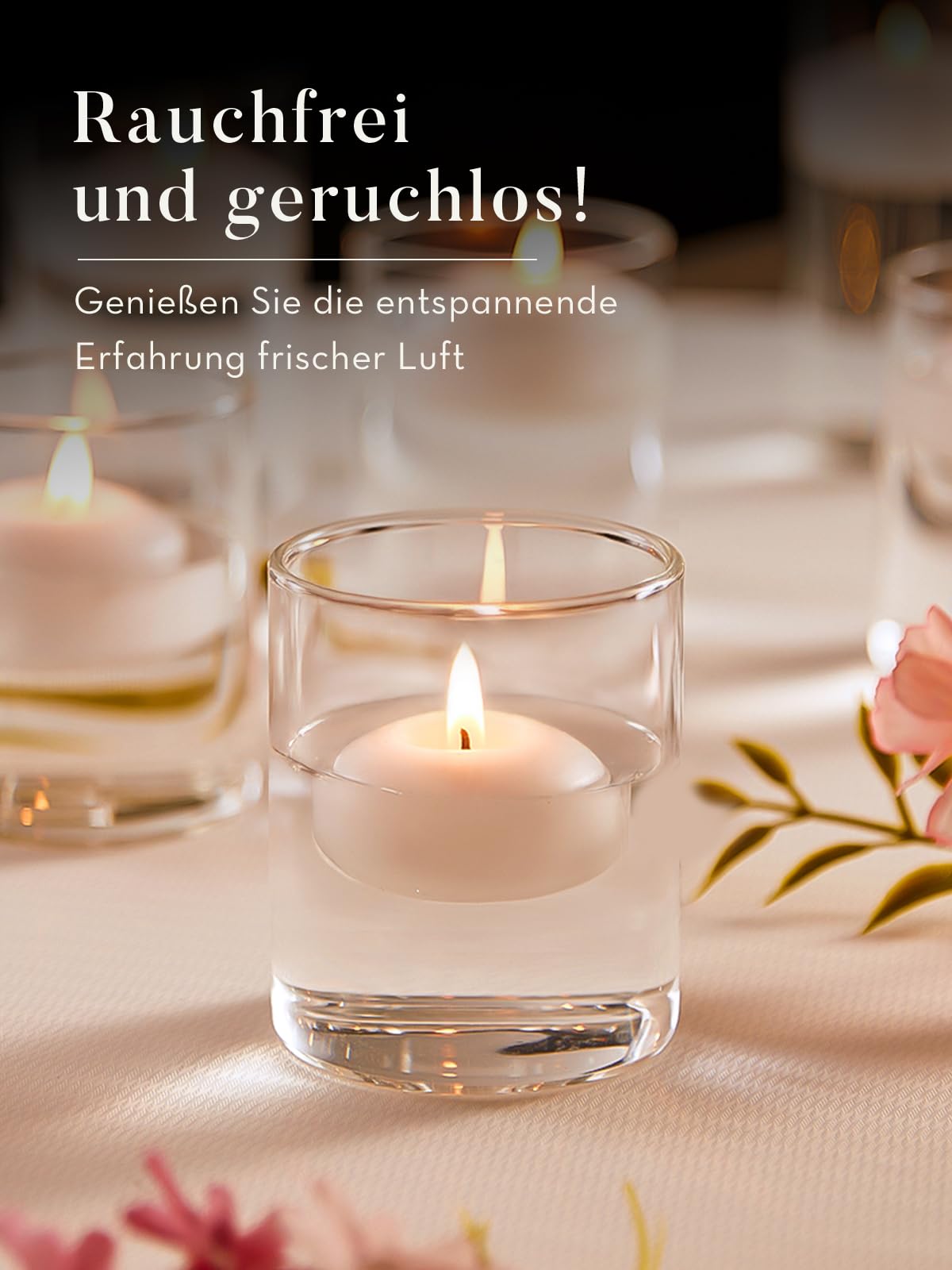 Ashlux floating candle set enhances romantic nights with soft light.