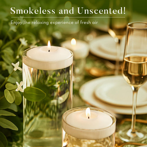 Ashlux dripless floating candles keep holders clean and pristine.