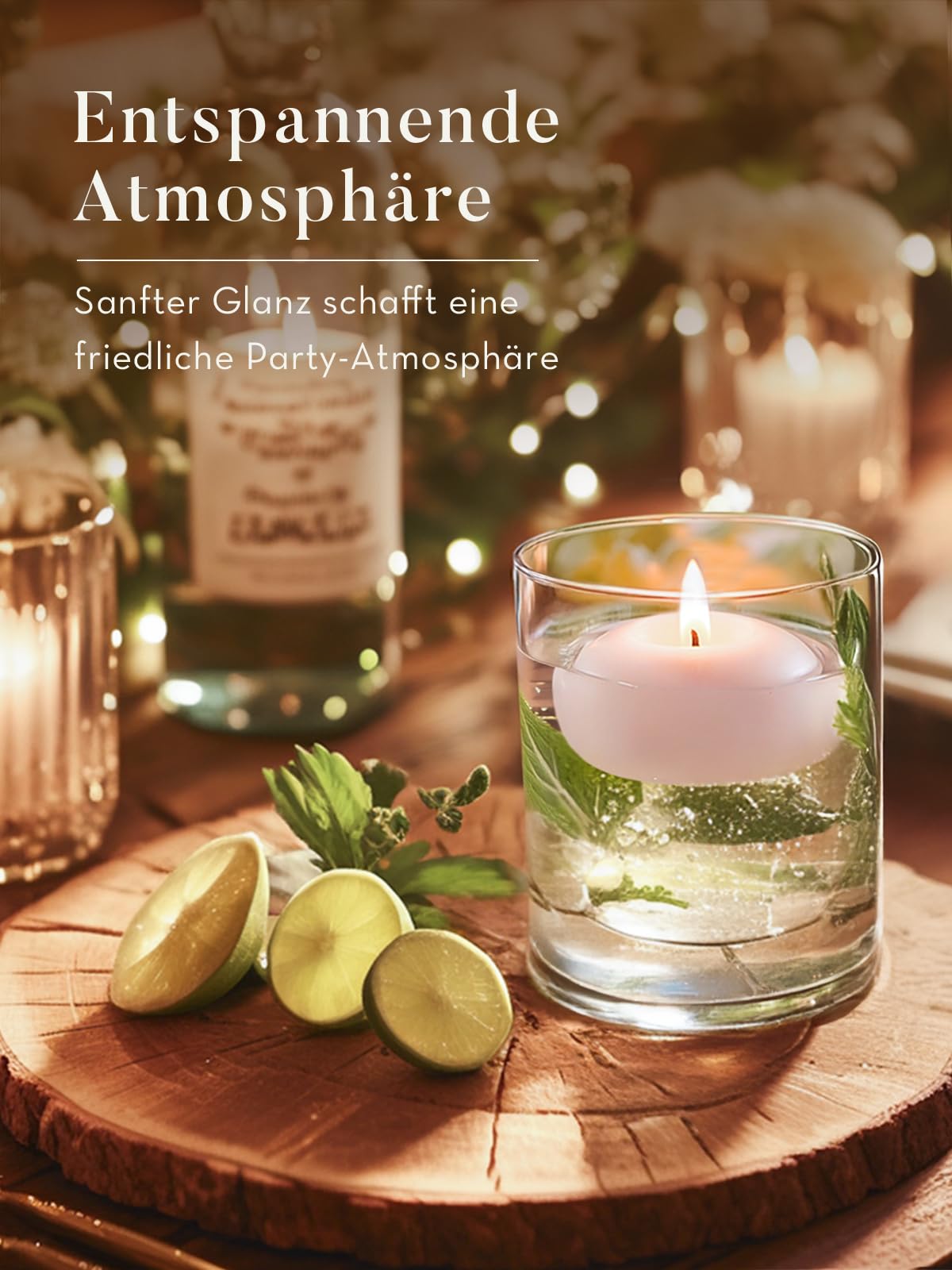 Ashlux white candle for smokeless ambiance during celebrations.