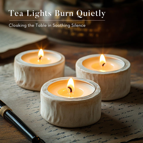 Ashlux palm wax tea lights offer a safe, bright glow for celebrations