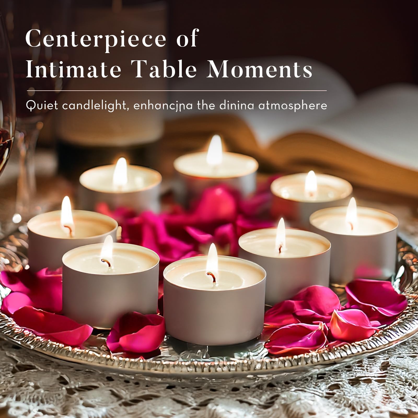 Ashlux white tea lights fit most holders for stable centerpiece lighting