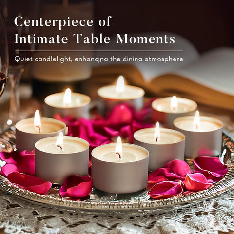 Ashlux white tea lights fit most holders for stable centerpiece lighting