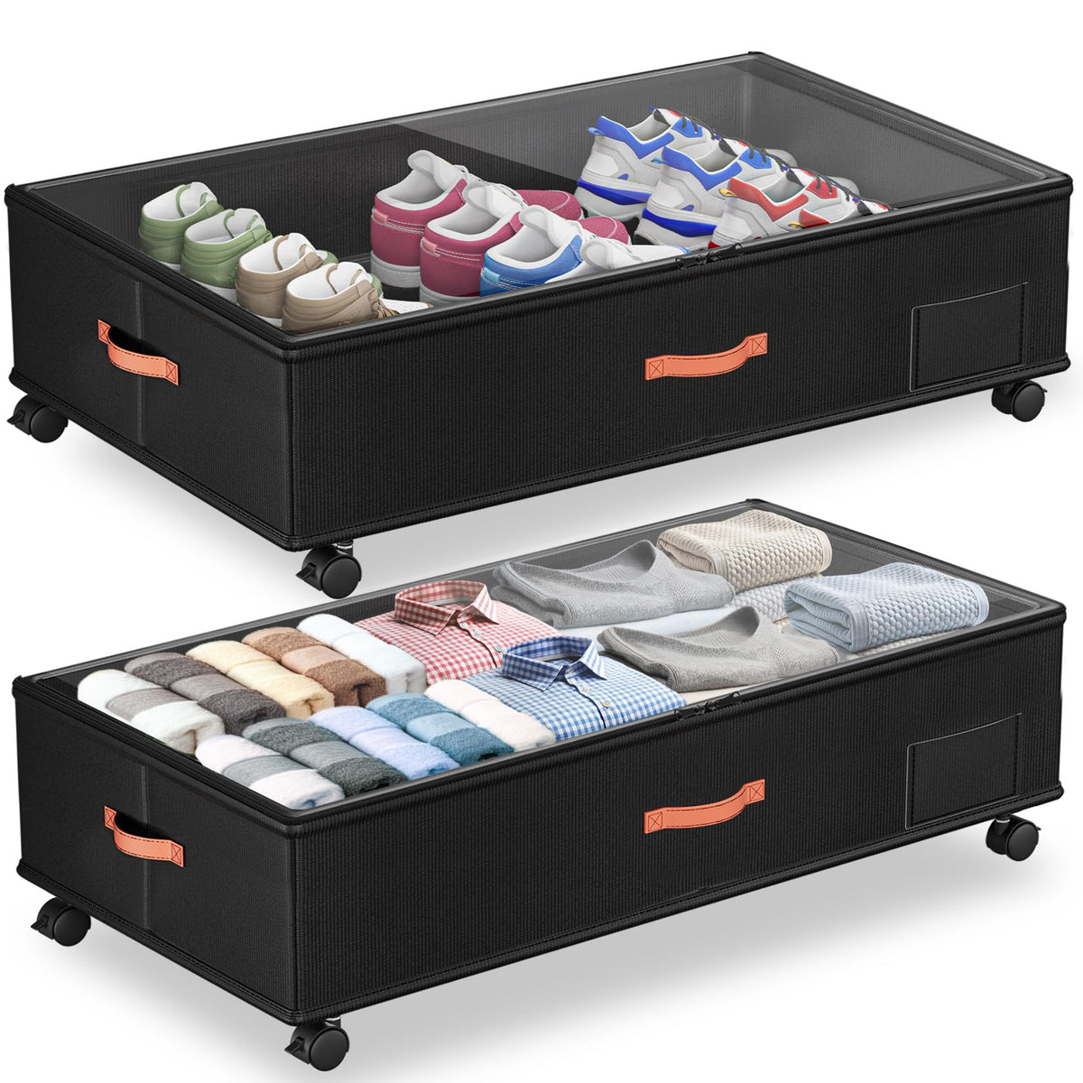 Ashwanth under-bed storage with wheels for smooth, quiet room-to-room moves.