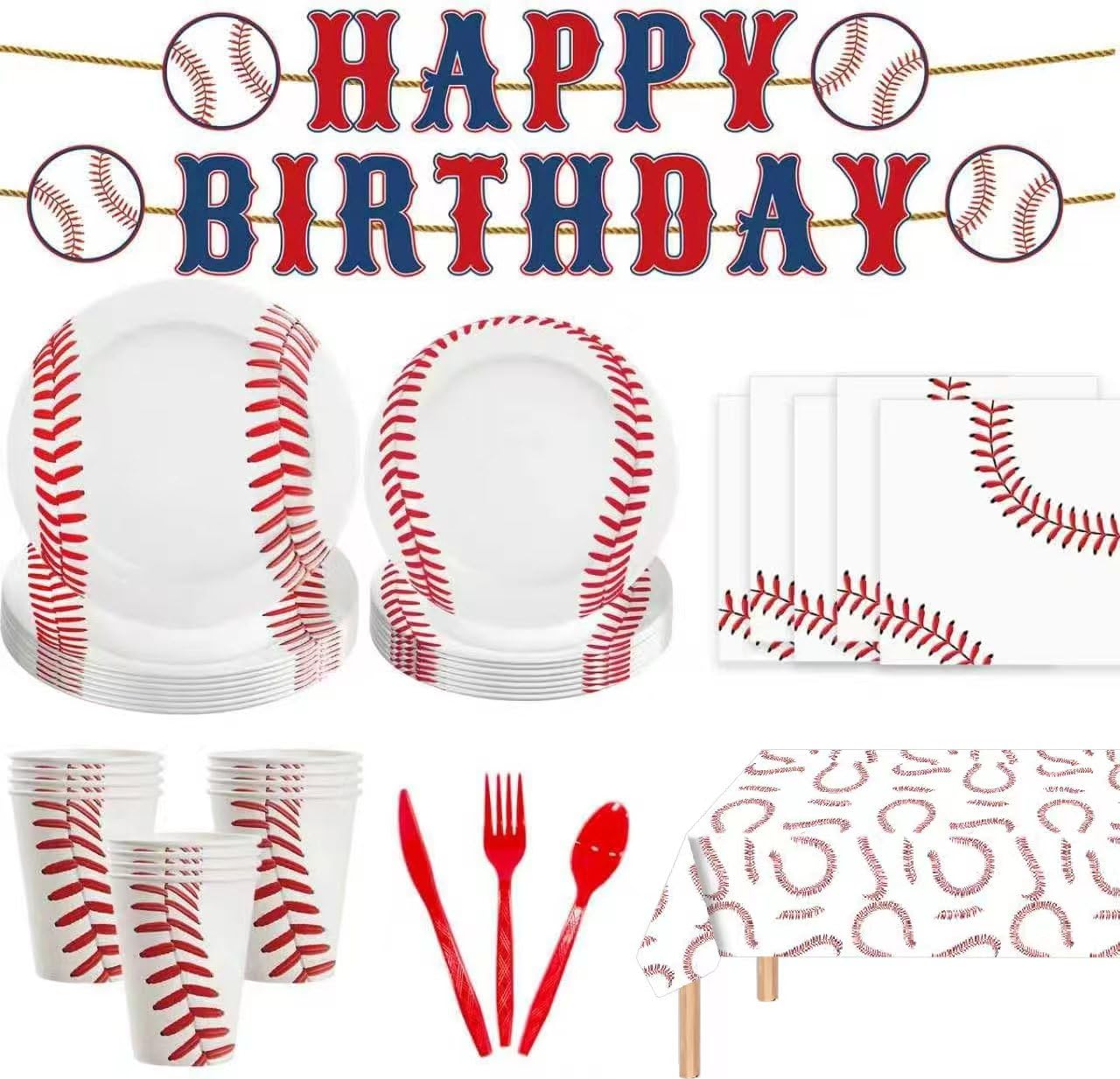 ASLERMURE baseball dinner plates 9in for durable serving and quick cleanup at kids' parties.