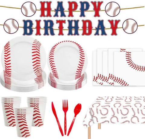 ASLERMURE baseball dinner plates 9in for durable serving and quick cleanup at kids' parties.