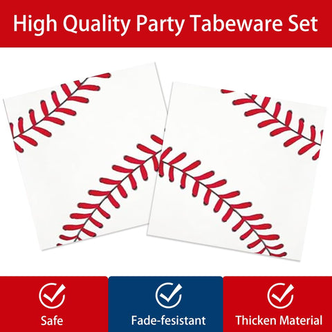 ASLERMURE baseball napkins 24ct absorbent and colorful for mess-free bites.
