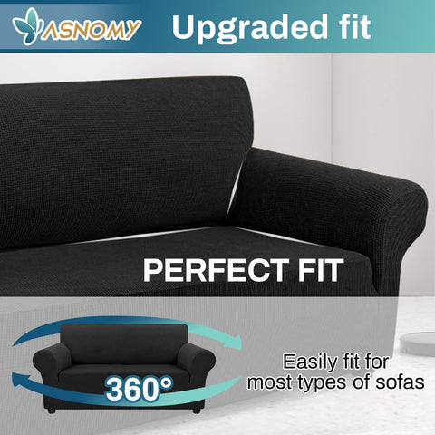 Asnomy slipcover on sofa edge shows durable stretch keeps shape.
