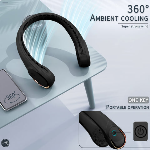 ASNUG neck fan charging with USB while battery displays 4000mAh.