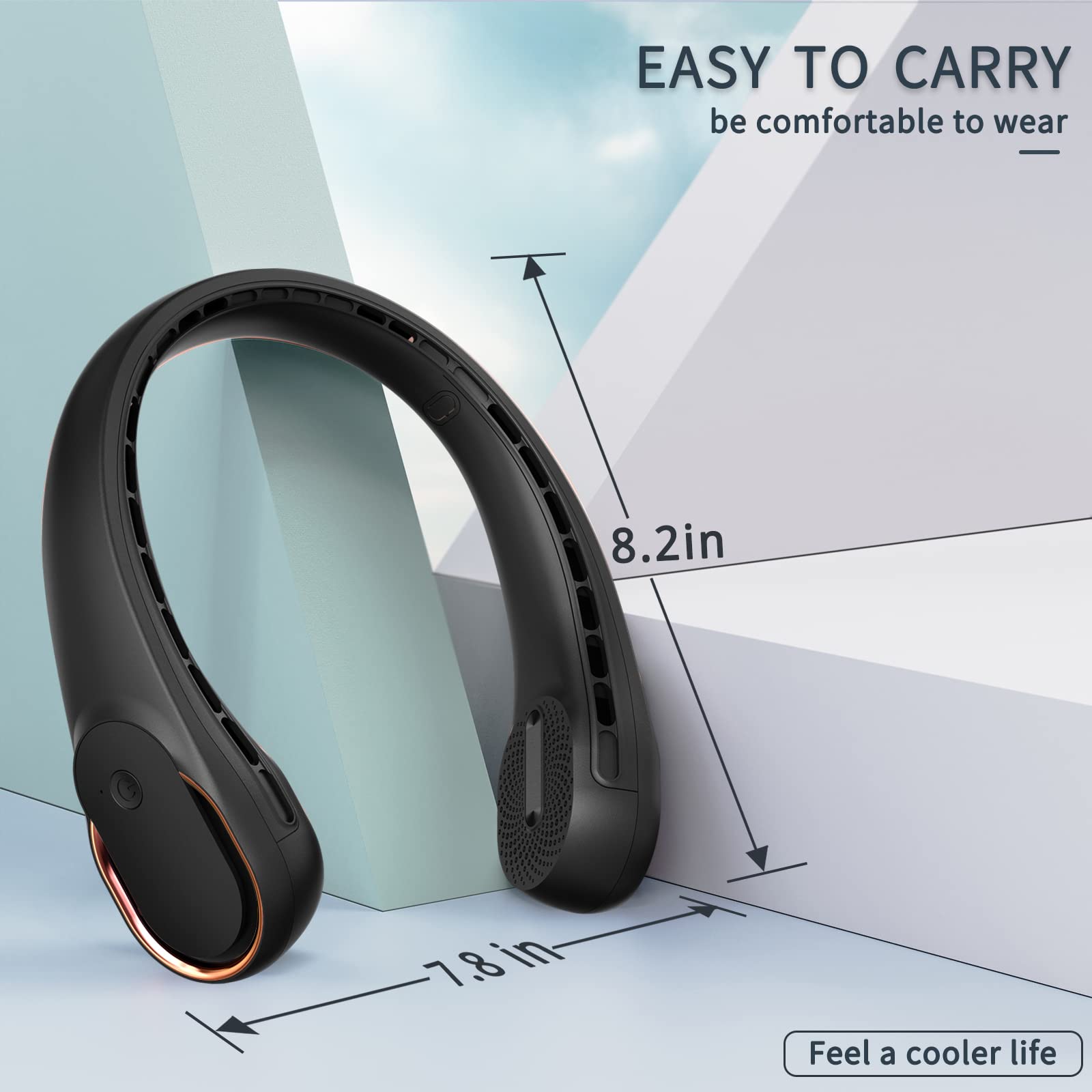ASNUG neck fan operating quietly for discreet cooling in any place.