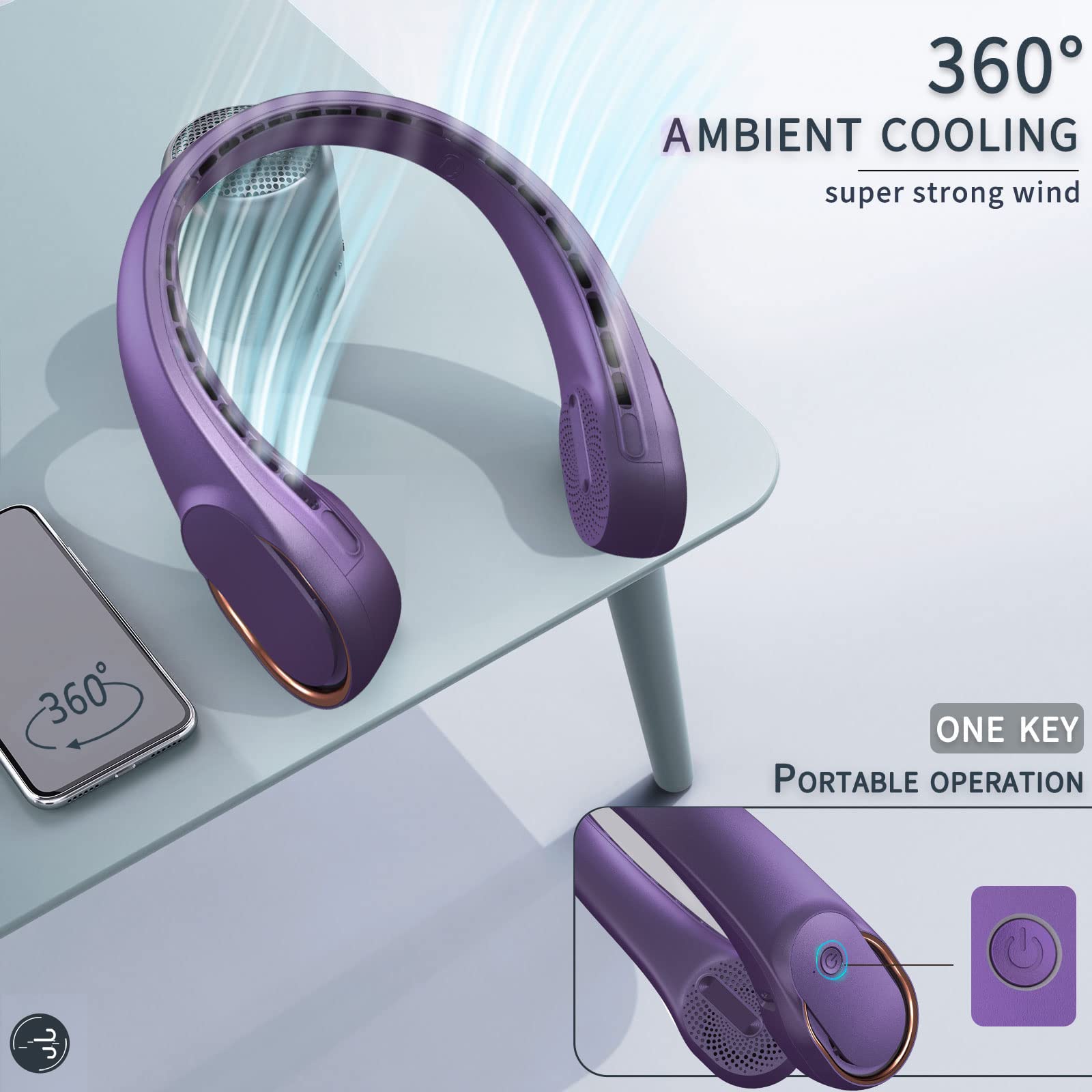 ASNUG neck fan's 4000mAh battery powering hours of cooling.