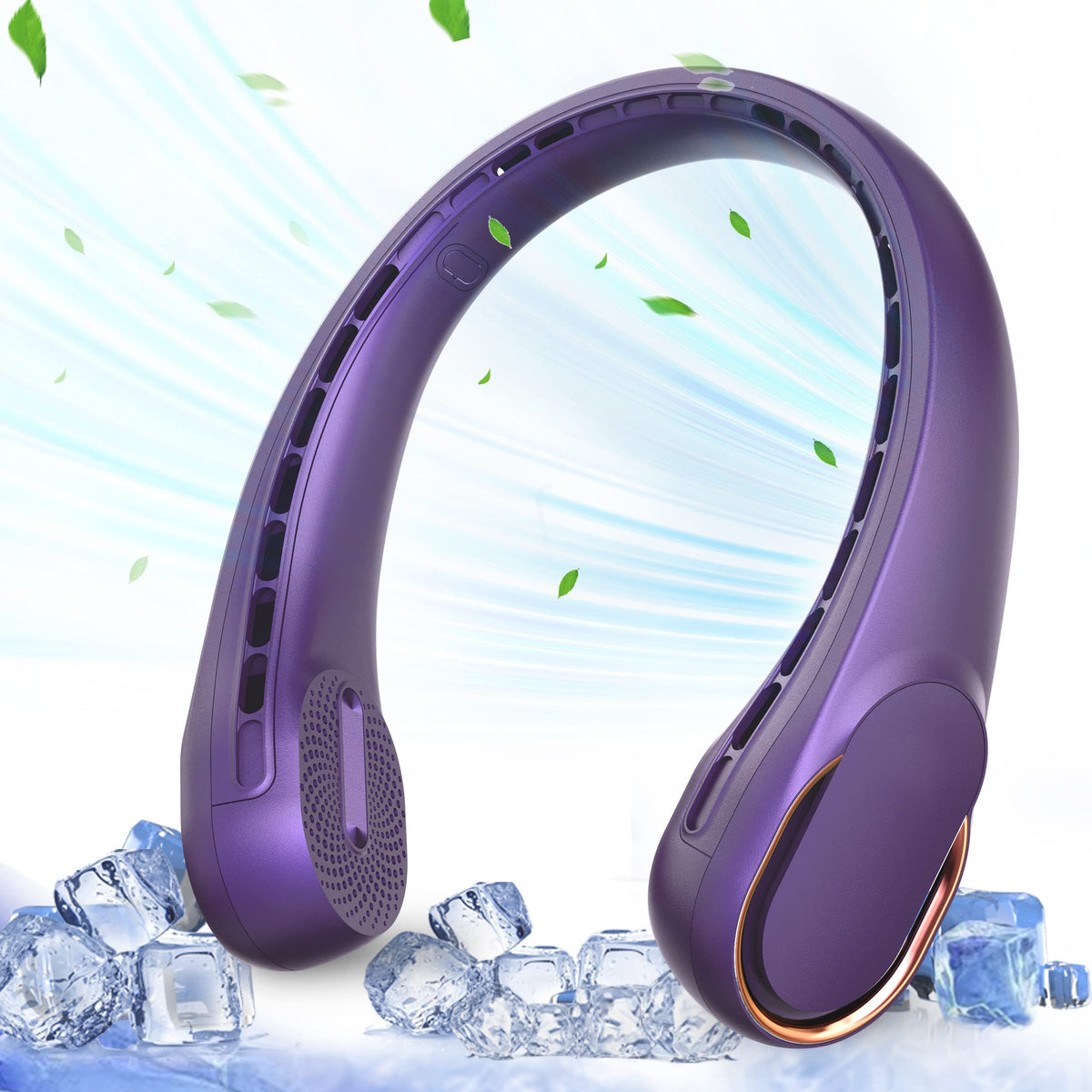 ASNUG neck fan front view, bladeless cooling for safe use.