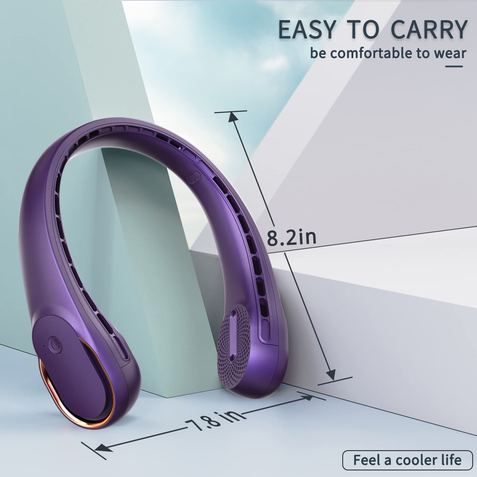 ASNUG portable neck fan in outdoor setting for portable cooling.