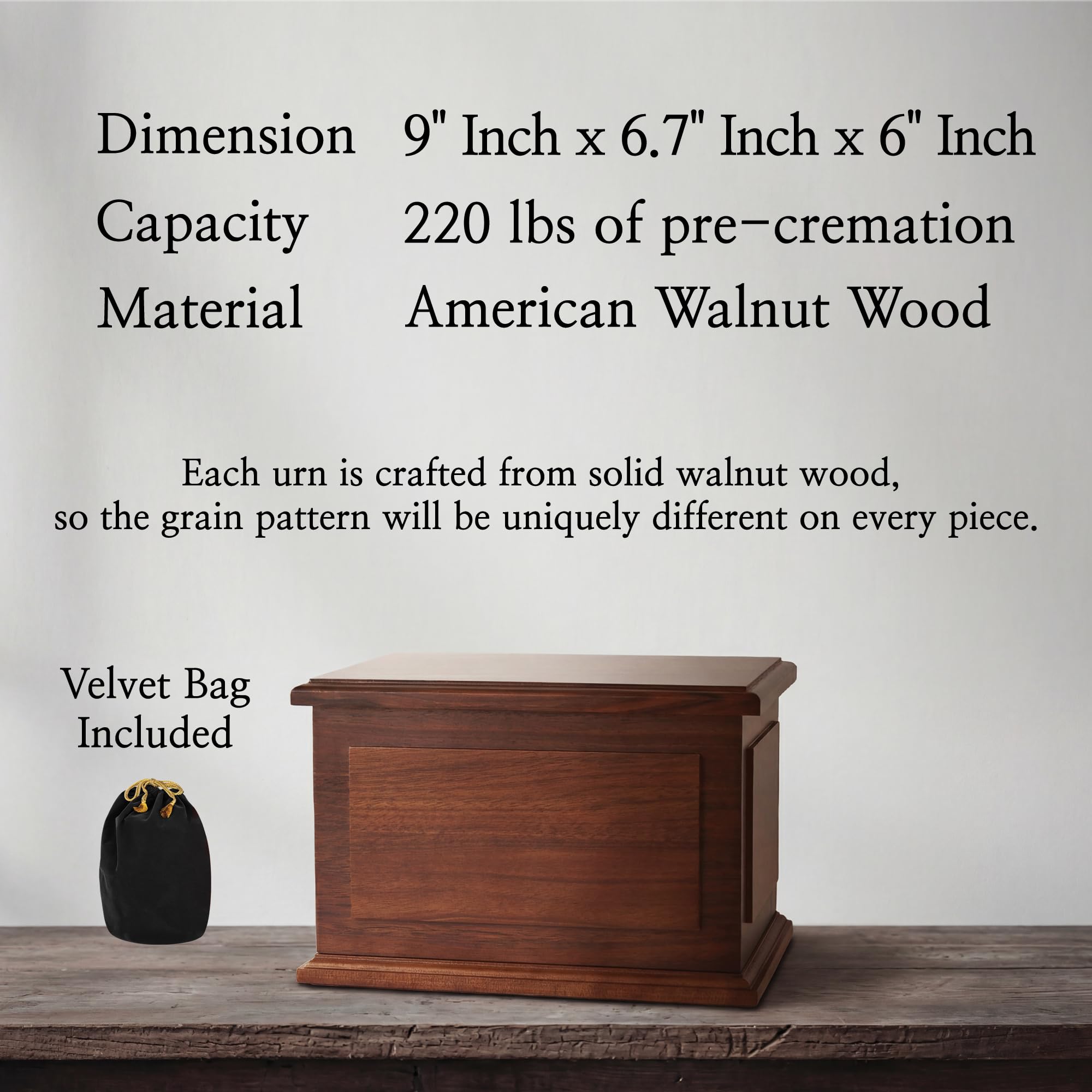Aspen Studio walnut urn top detail reveals smooth finish and refined artistry