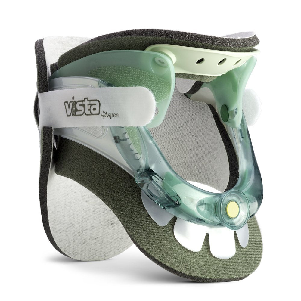 Aspen Vista Cervical Collar tracheal access window supports airway procedures.