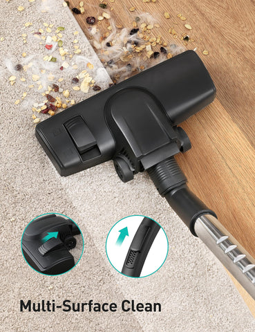 Aspiron Canister Vacuum H13 filter close-up highlights clean airflow and reduced dust escape