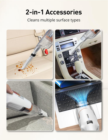 Aspiron cordless handheld vacuum ergonomic handle emphasizes comfortable grip during use.