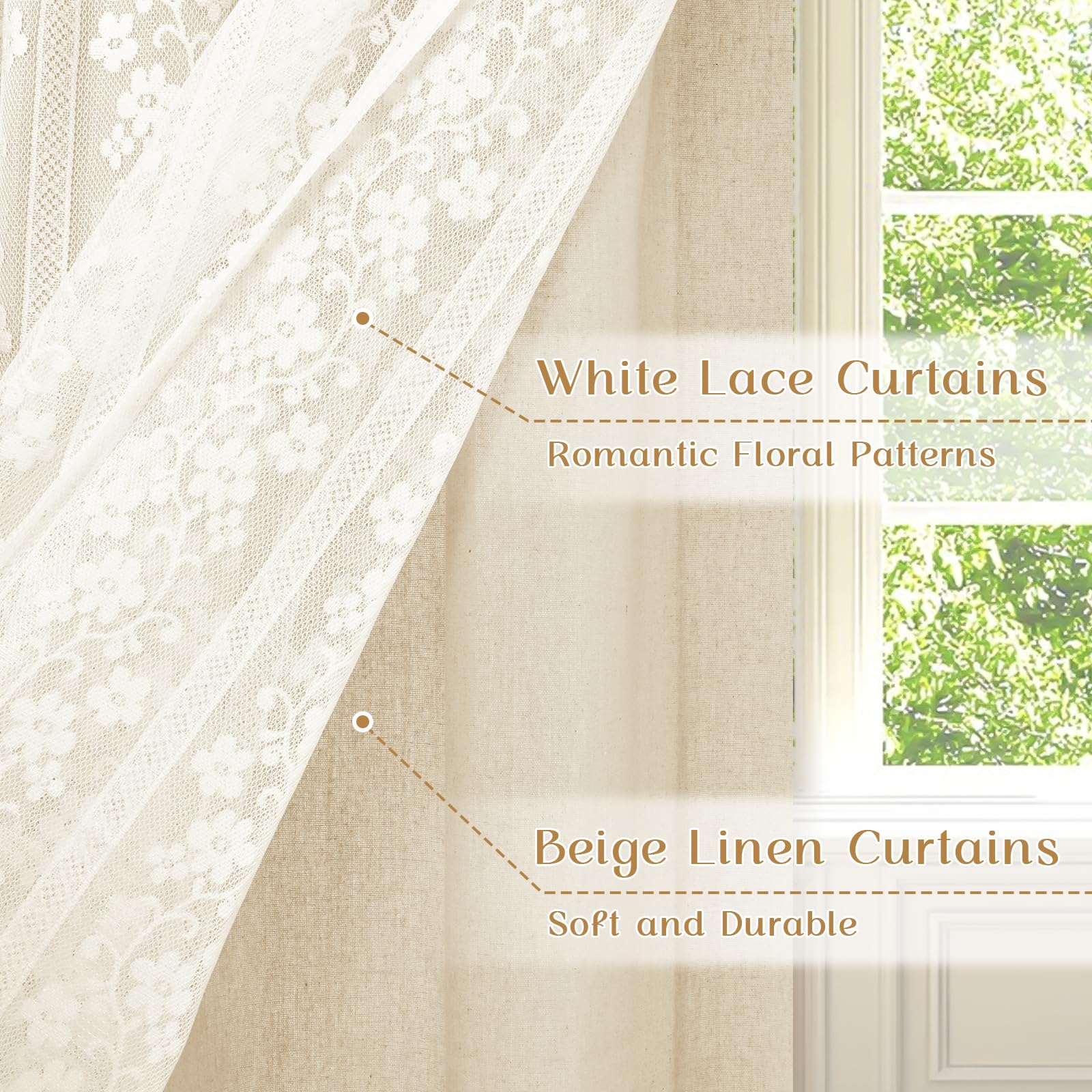 ASPMIZ Beige linen layer close-up highlighting natural rustic charm.