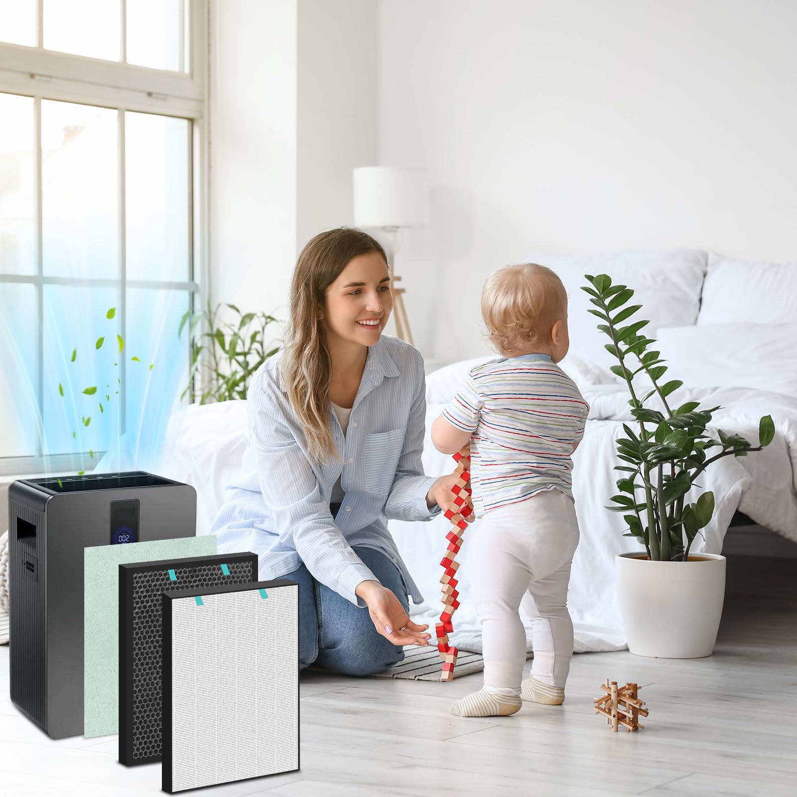 Asrhine Air400 performance graphic highlights filtration efficiency and odor control.