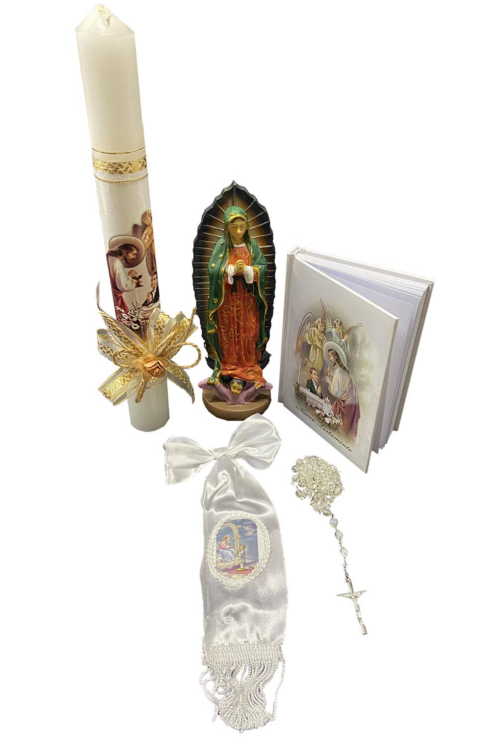 Asrnten Lito 12-inch candle with Jesus and angels blessing a child
