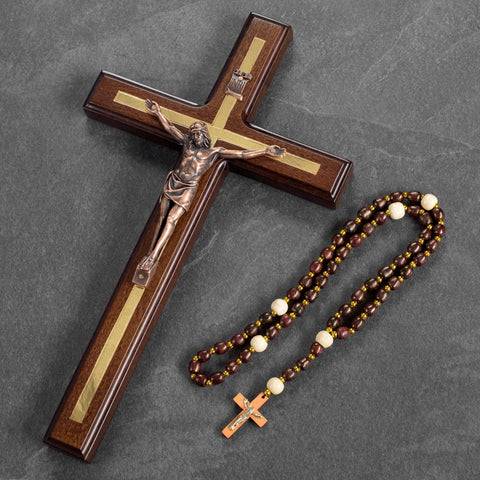 Asterom handmade cross with copper-nail Jesus adds authentic craftsmanship.