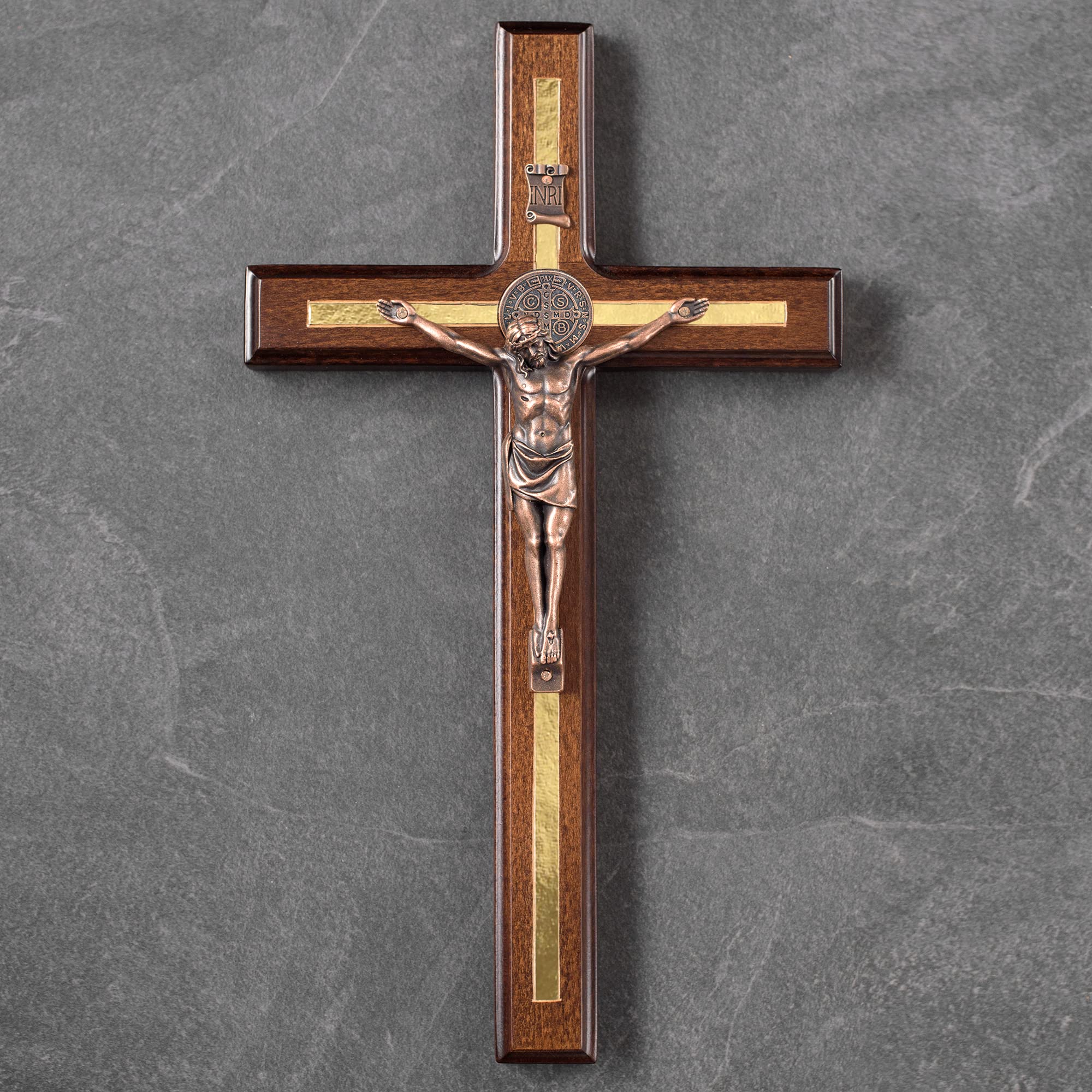 Asterom St Benedict crucifix detail medal emphasizes craftsmanship and symbolism