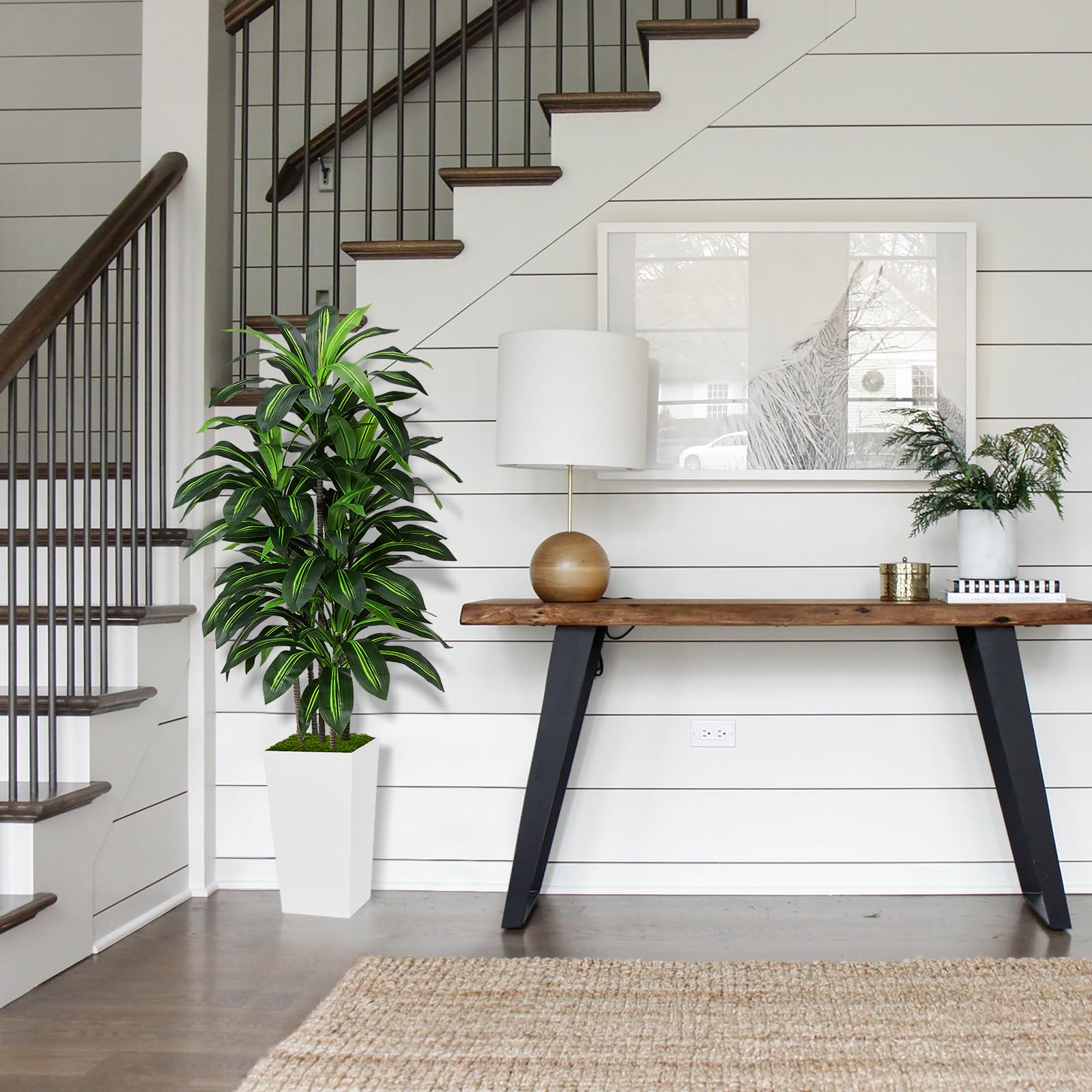 ASTIDY artificial silk tree with moss in pot enhances home ambiance