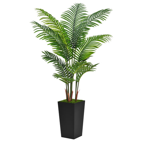 ASTIDY artificial palm tree 5ft in black tall planter for elegant indoor decor and year-round greenery.