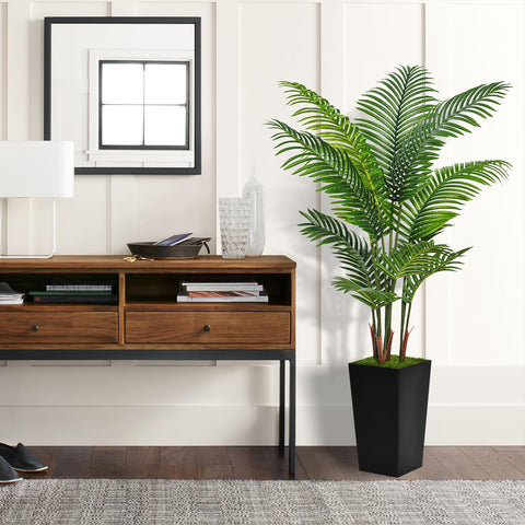 ASTIDY palm tree closeup shows wire stems and lifelike silk leaves for realistic detail.