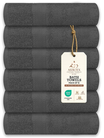 ASTILTEX charcoal-grey towel folded for neat storage and daily use.