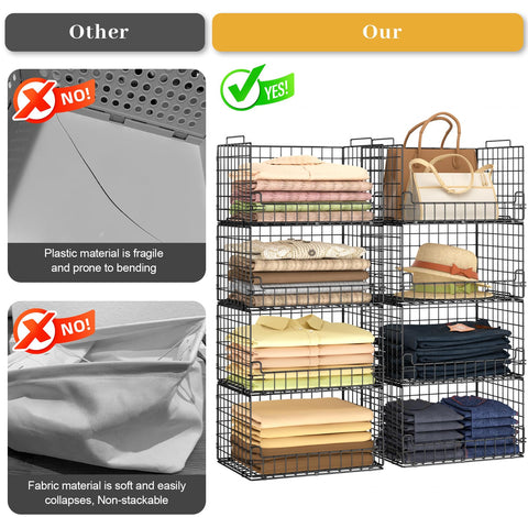 Astrorhine wardrobe storage bins stacked to maximize closet organization.