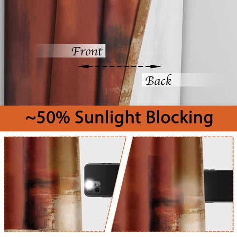 Asuexpect burnt orange curtains with grommets enable easy installation on standard rods.