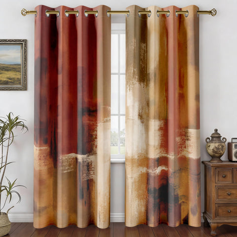 Asuexpect burnt orange curtains with abstract rust pattern lift living room ambiance.