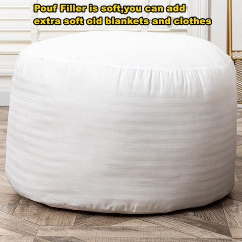 Asuprui Pouf Filler expanding after fluffing to create plush seating.