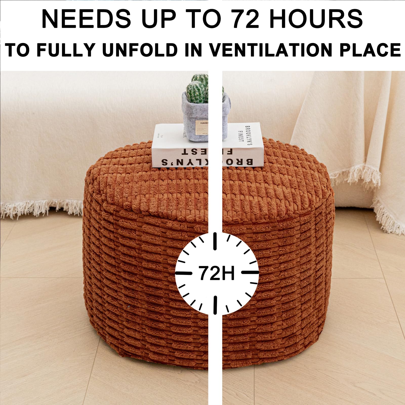 Asuprui pouf ottoman lightweight and portable for quick rearranging.